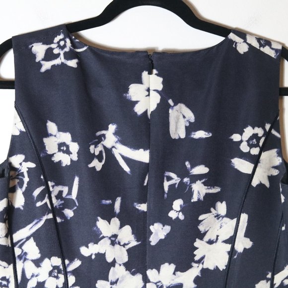 Lafayette 148 Evelyn Navy White Floral Dress Size 8 Sleeveless - Picture 10 of 10